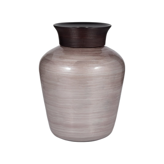 Glass, 16" Wooden Top Vase, Blush