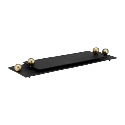 Metal,s/2 24/18",flat Tray With Gld Knob Handles,b