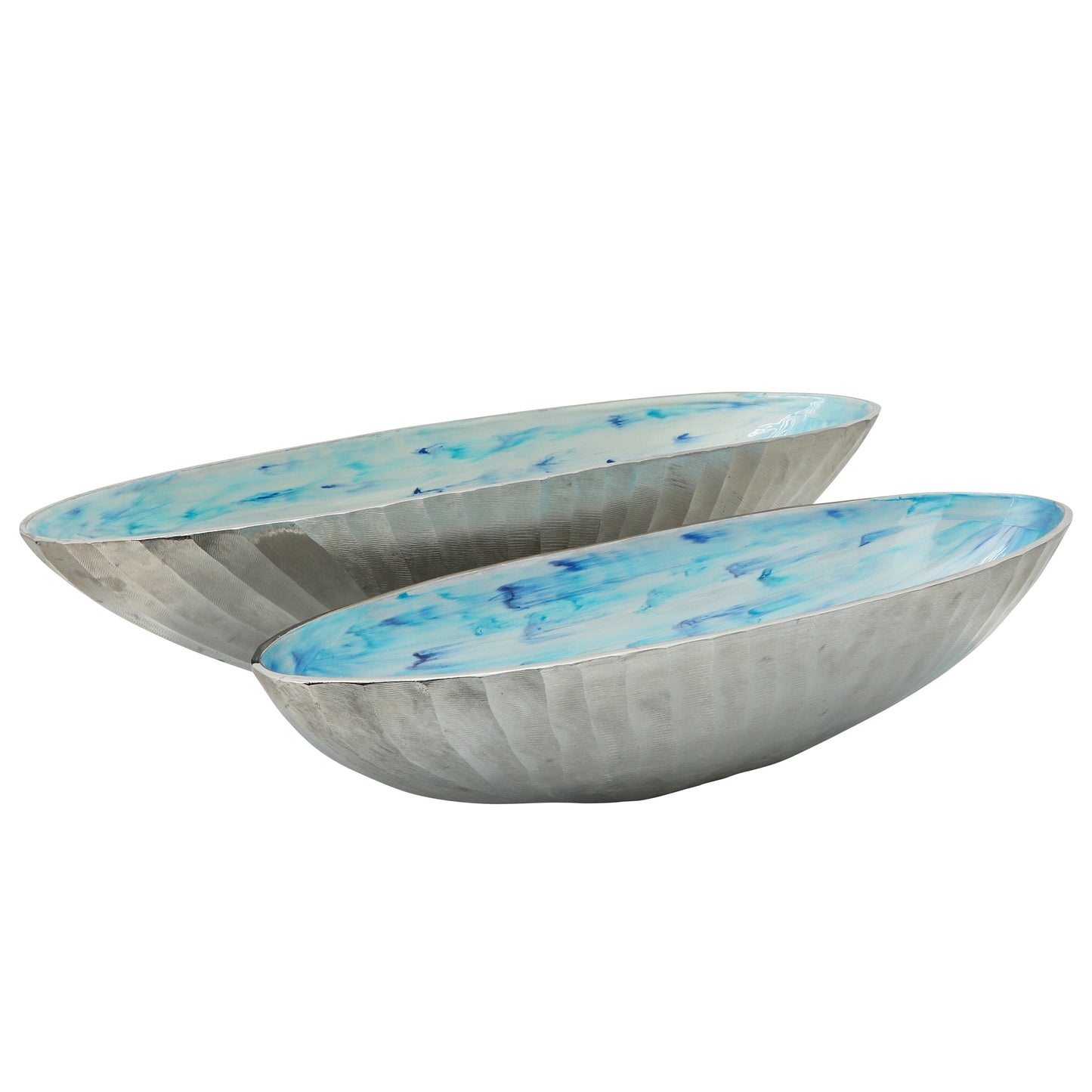 S/2 Aluminum 21/24" Oval Bowl, Skyblue