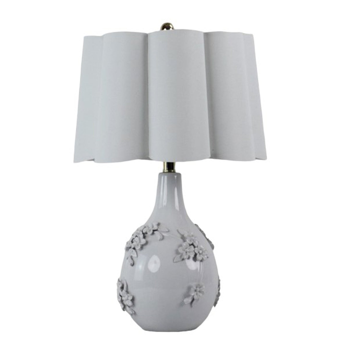 25" Floral Applique Table Lamp, Cream