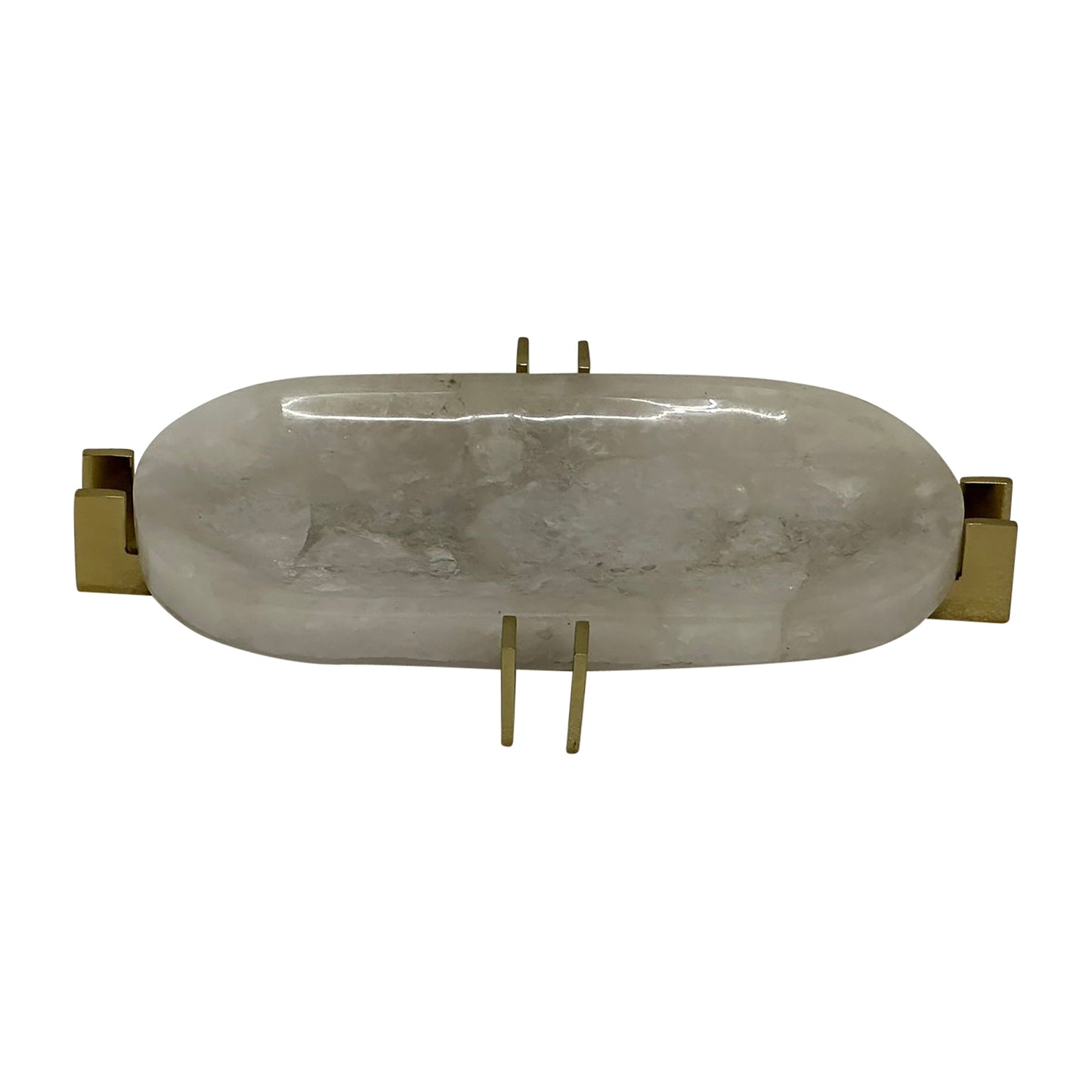 Quartz, 14" White Tray With Gold Details, White/go