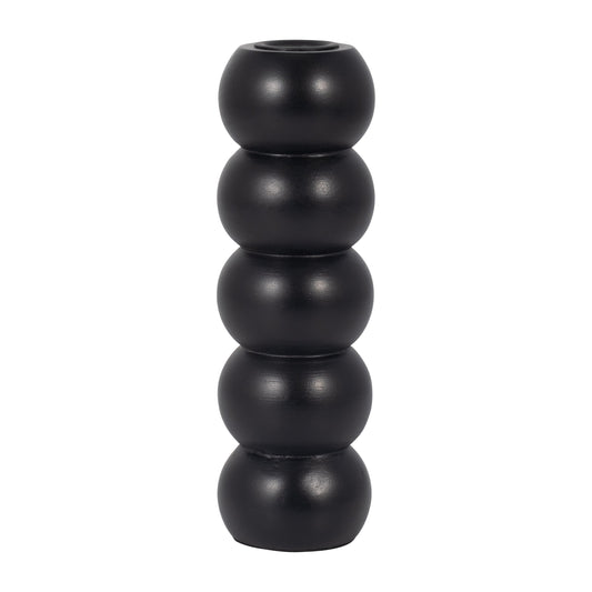 Wood, 8" Ribbed Votive Holder, Black