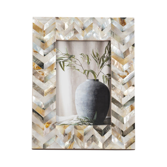 4x6 Capiz Chevron Photo Frame, Multi