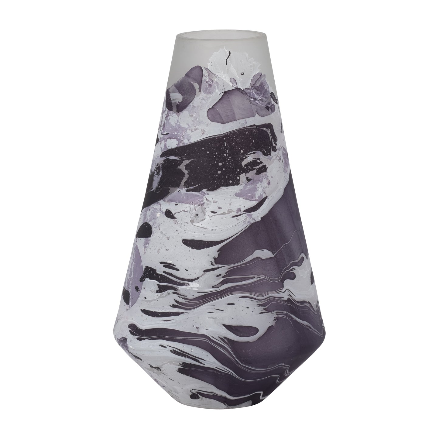 Glass, 14" Fog Shadow Vase, White