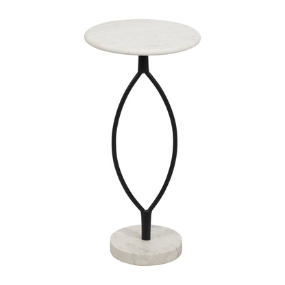 Metal, 25" Loophole Table Marble Base, Black