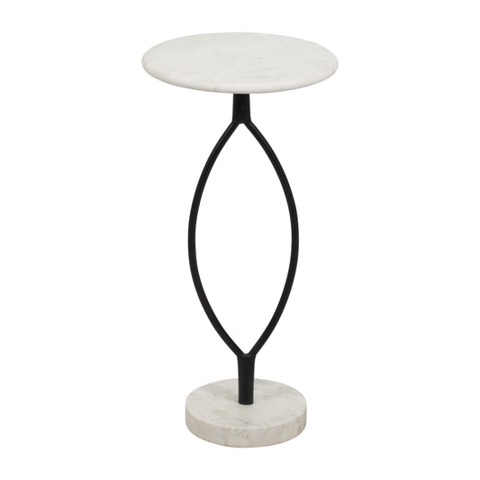 Metal, 25" Loophole Table Marble Base, Black