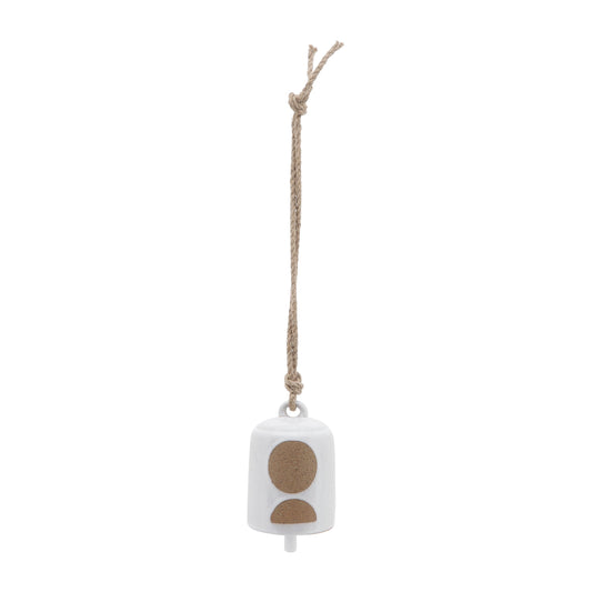 Cer, 4" Hanging Bell Circles, White/beige