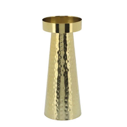 Metal, 8"h Hammered Candle Holder,  Gold