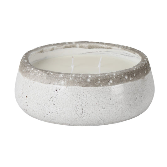 10" 35 Oz Wood Sage & Sea Salt Bowl Candle, Ivory