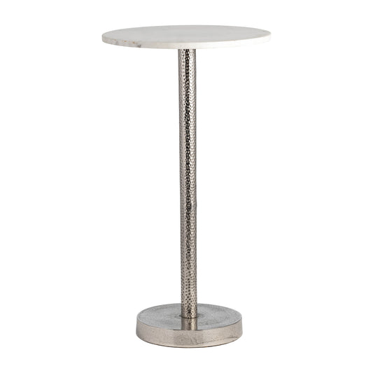 Metal, 24"h Round Drink Table - Flat Base, Silver