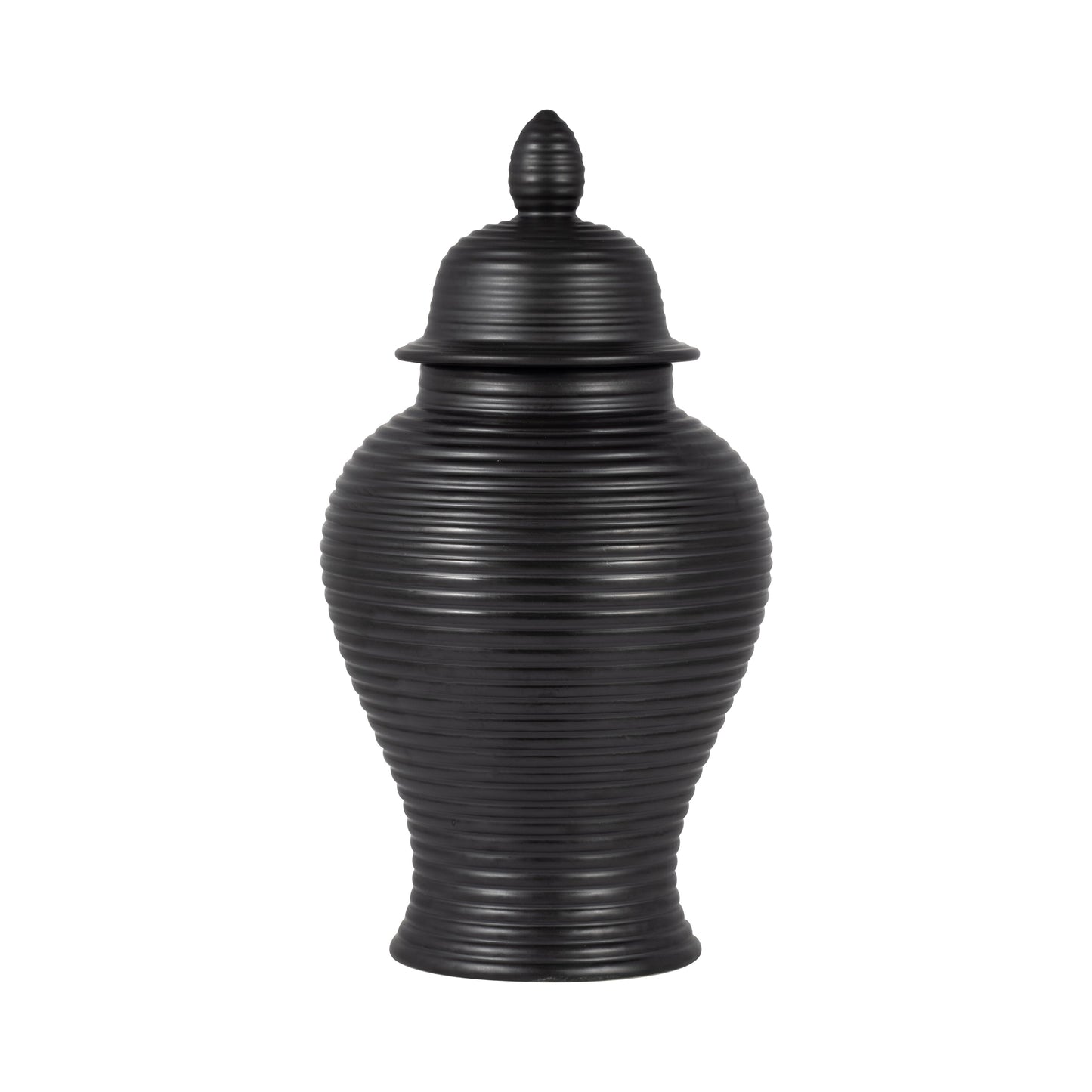 Cer, 18" Ribbed Temple Jar, Black