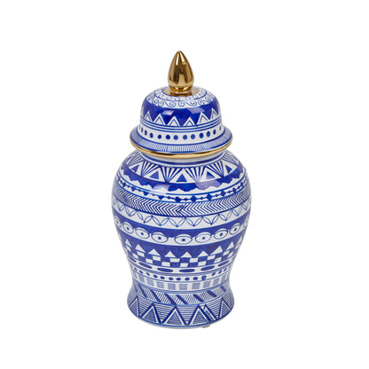 14" White/blue Temple Jar