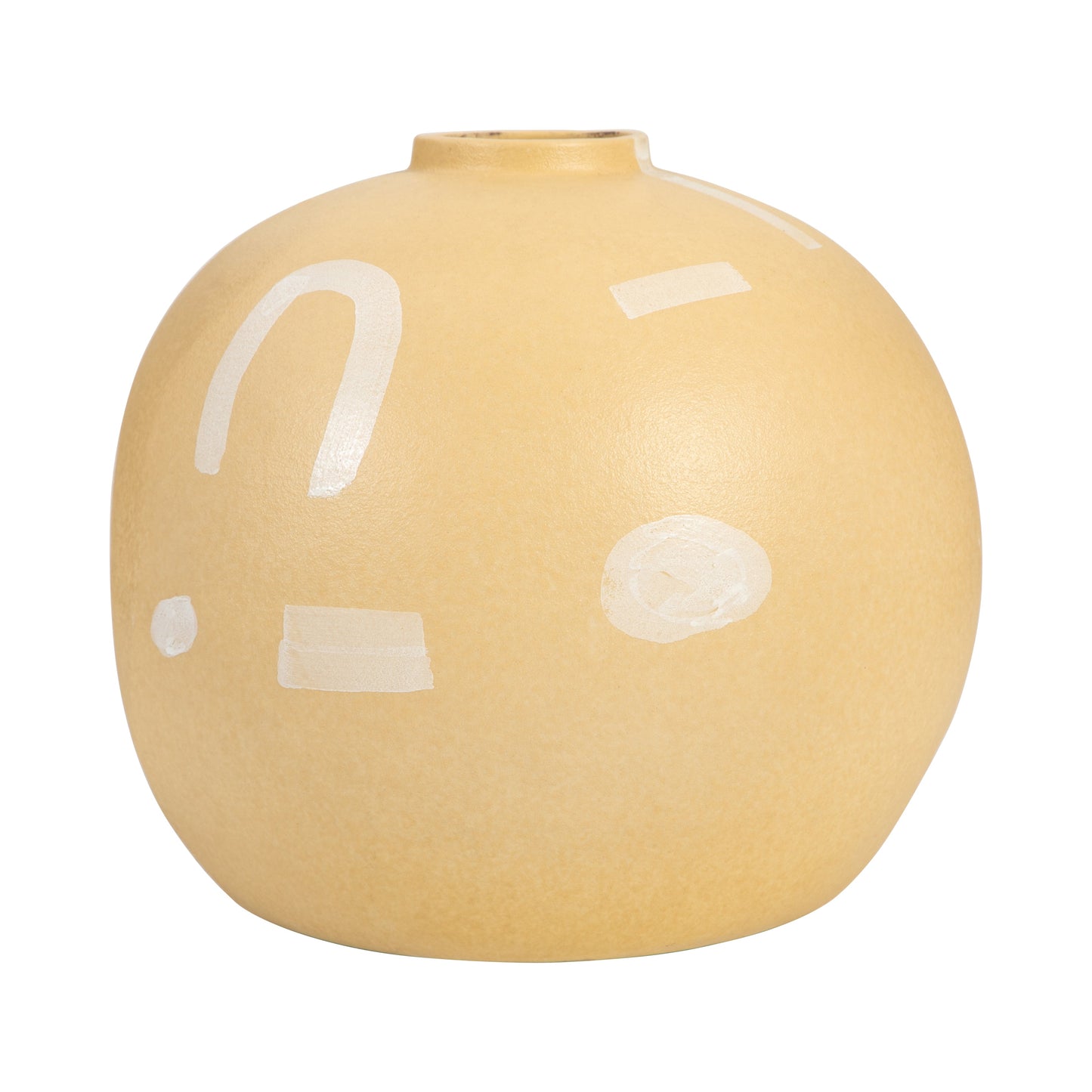 Stoneware, 9" Aztec Vase, Mustard