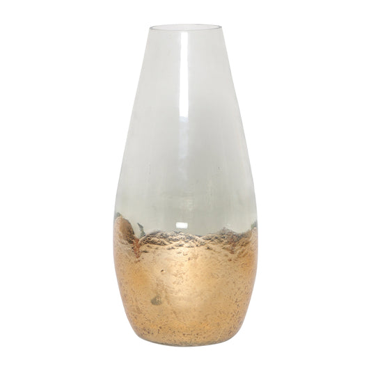 Glass, 19" Gold Dipped Vase, Clear