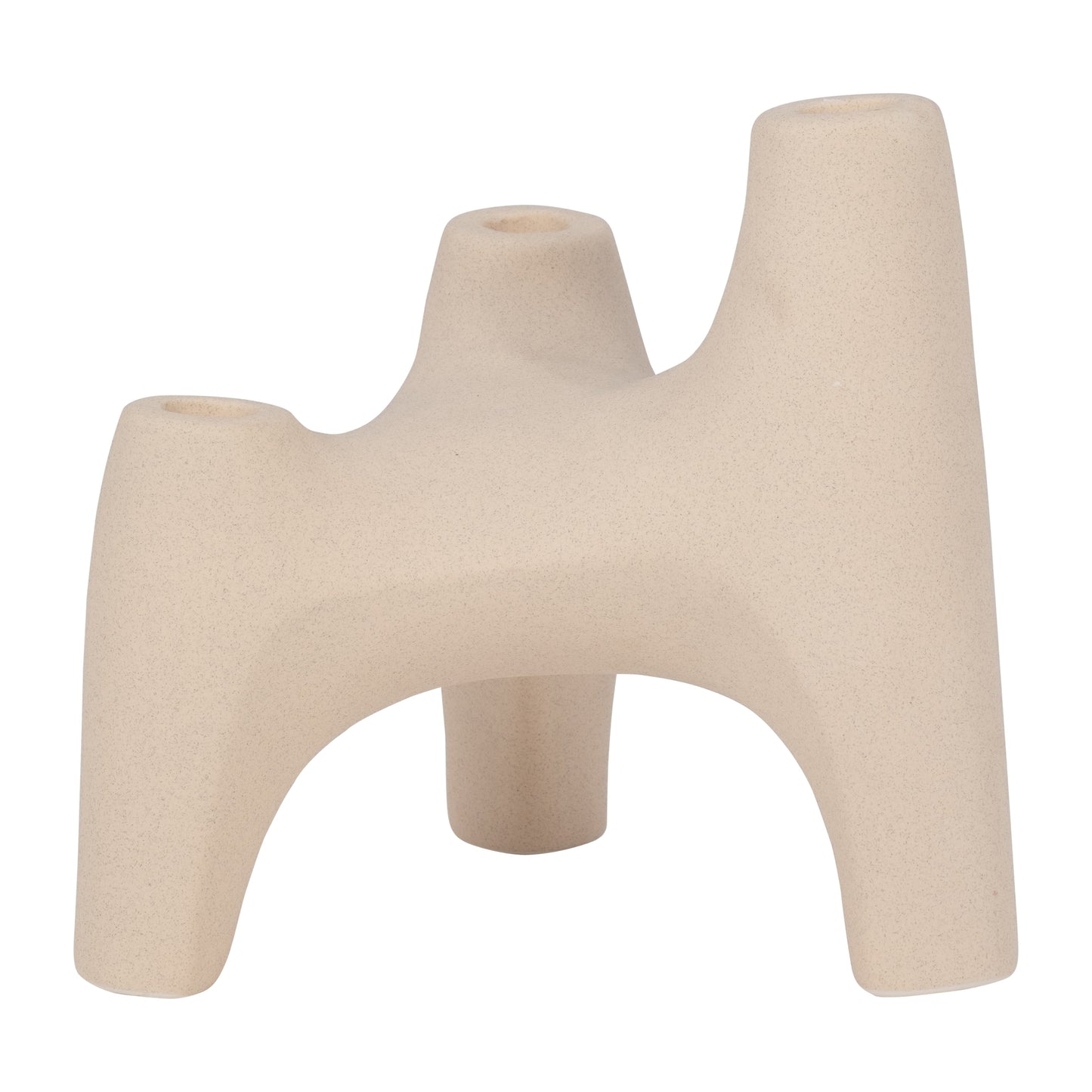 Stoneware, 9" 3-taper Candle Holder, Ivory