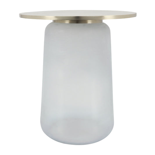 Metal Top, 22"h Side Table, Gls Base, Clear