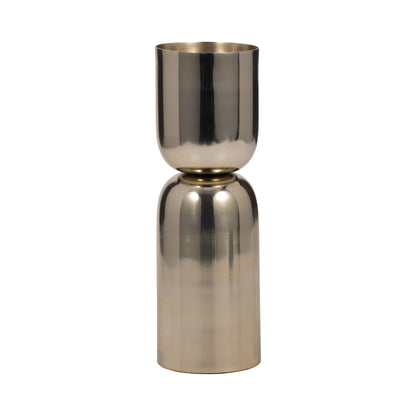 Metal, 10" Round Pillar Candleholder, Gold