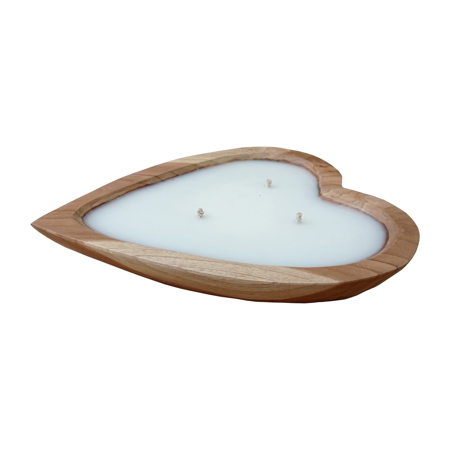 Teak, 12" Heart Bowl Candle, Natural