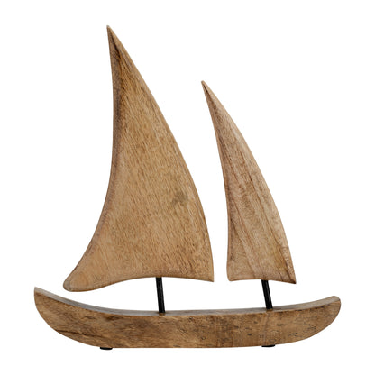 Wood, 12x13" Sailboat, Brown