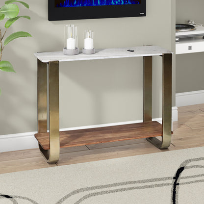 31" Marble Top Console, Gold Kd