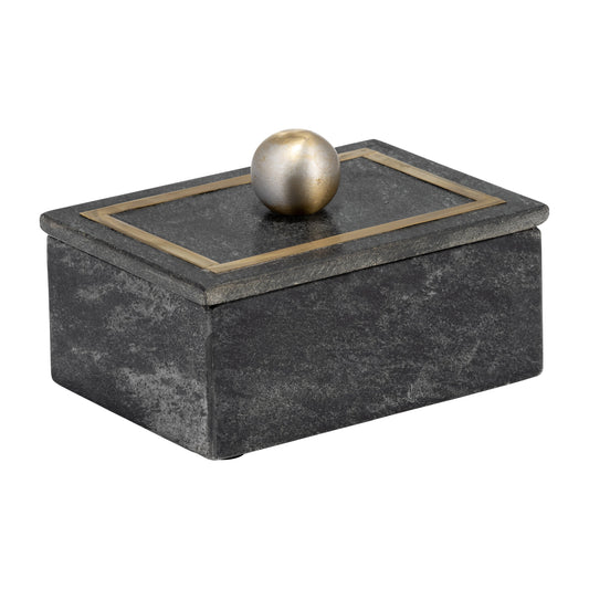 Marble, 7x5 Rectangular Box - Knob, Black