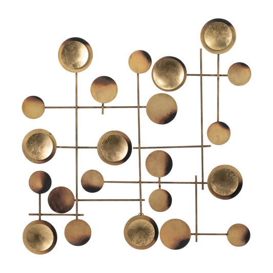 Metal, 29" Circles Metal Wall Deco, Gold