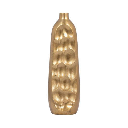 Metal, 19" Cut-out Vase, Gold