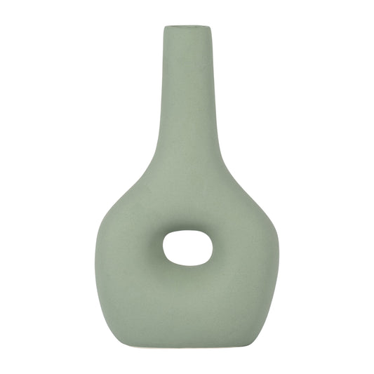 Cer, 9" Open Cut-out Nomad Vase, Dark Sage