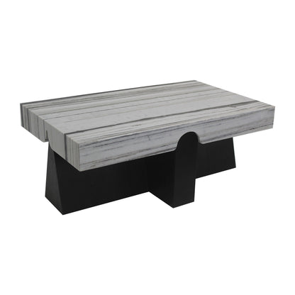 Wood, 40x15 Marble Top Coffee Table, Black 2boxes