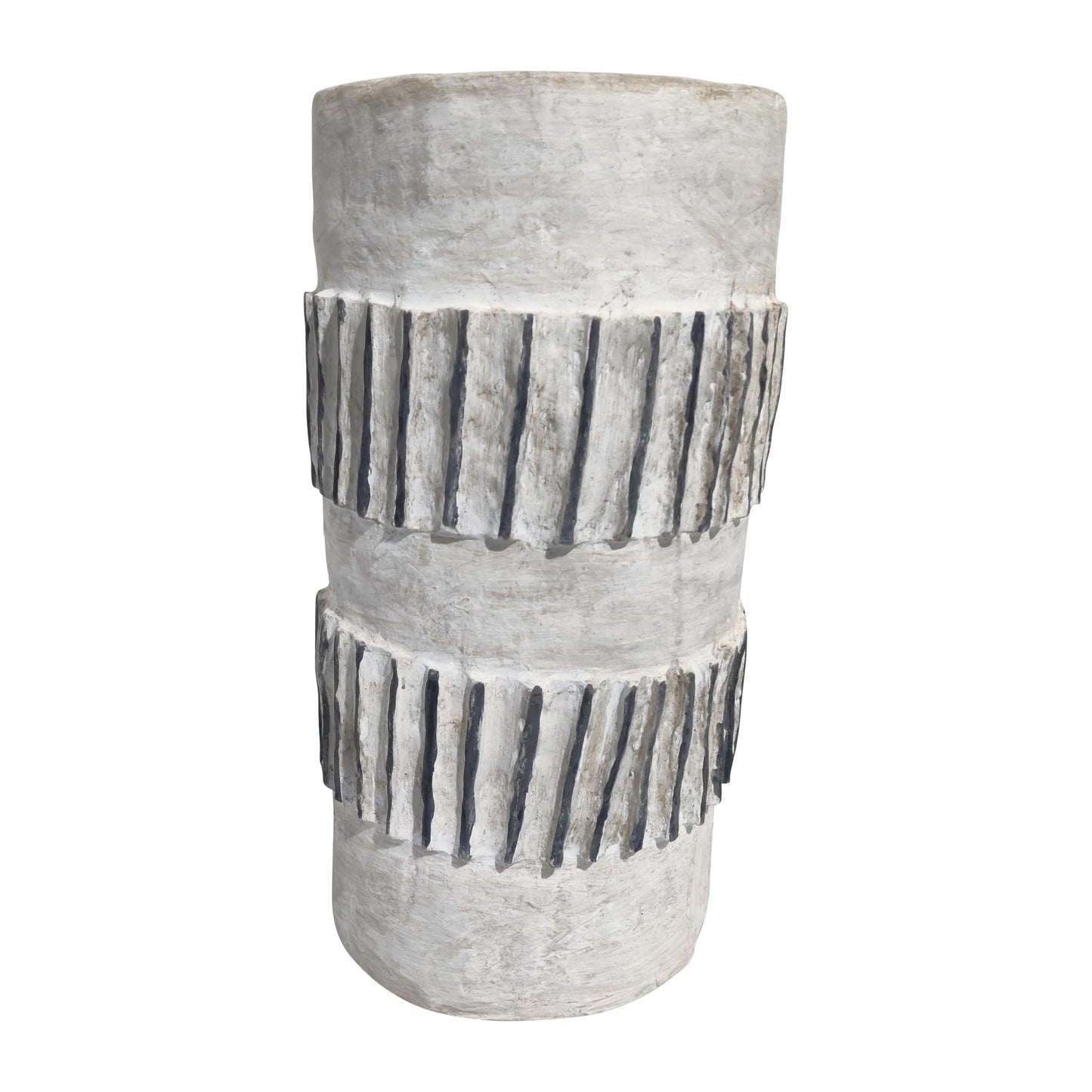 Paper Mache, 25" Floor Vase, Ivory