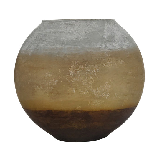 10" Gold Ombre Round Vase, White/gold