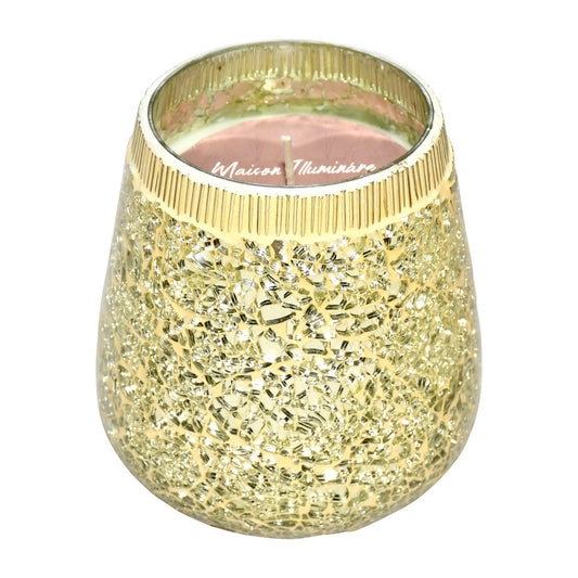 6" 18 Oz Spiced Pear Mosaic Candle, Champagne