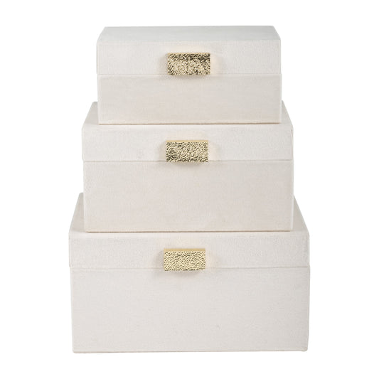 S/3 7/8/9"l Velveteen Jewelry Box, Cotton