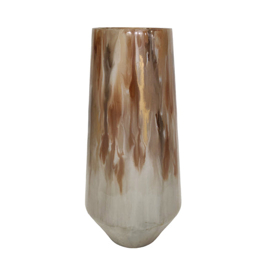 16" Tapered Bottom Vase Nude Drip Finish,tan/multi