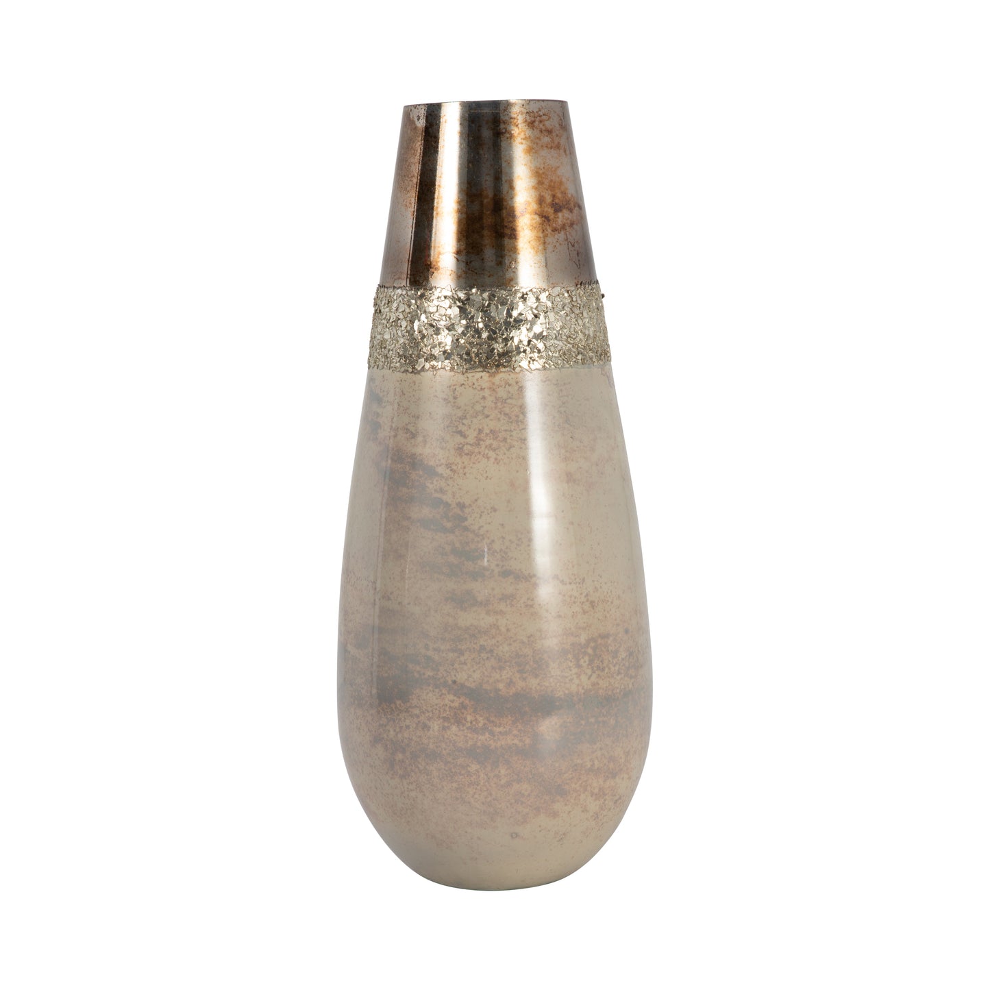 Glass, 15" Metallic Vase, Champagne