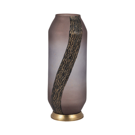 Glass, 15" Metallic Detail Vase,  Blush