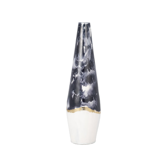 Metal, 20" Neptune Floor Vase, Ivory/navy