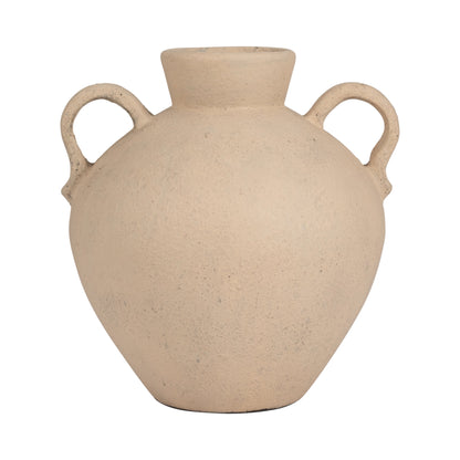 Terracotta, 17" Organic Jug With 2 Handles, Ivory