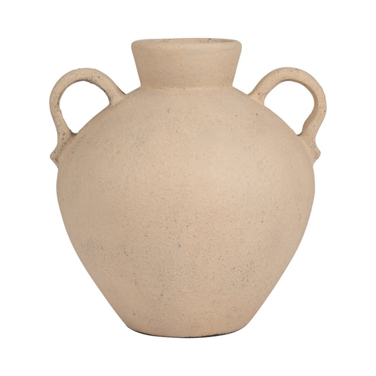 Terracotta, 17" Organic Jug With 2 Handles, Ivory