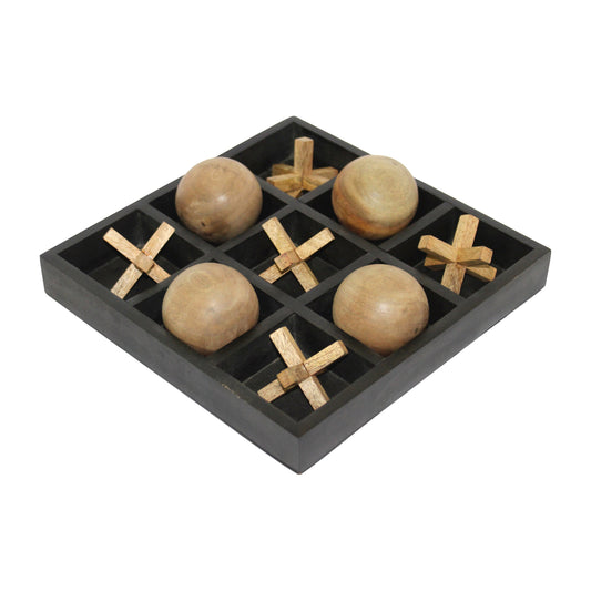 Wood, 10x10 Tic Tac Toe Board Game, Black