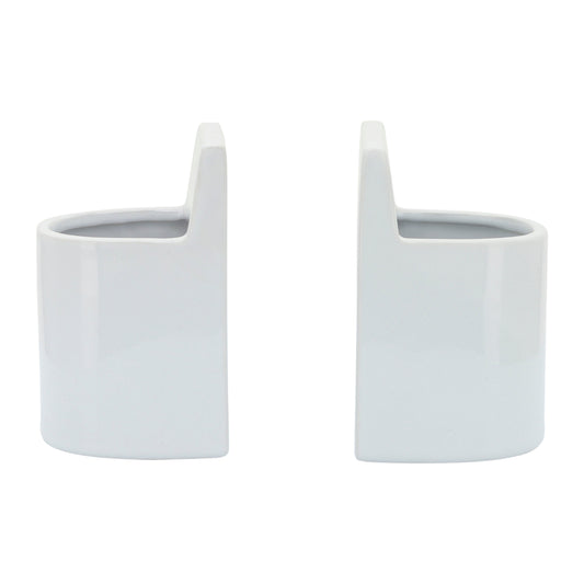 Cer, 6" Pouch Bookends, White