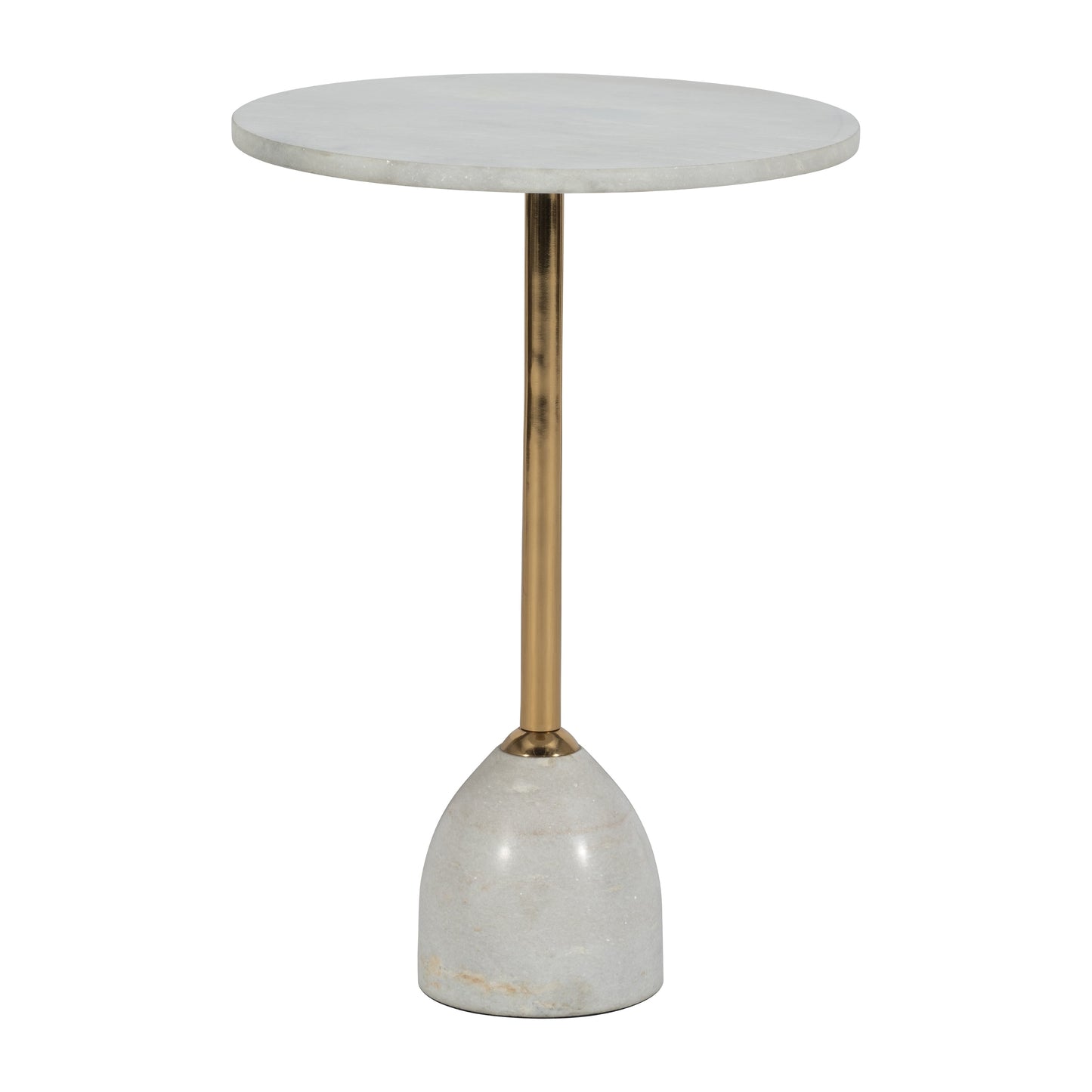 Marble/metal, 21"h Side Table, White/gold Kd