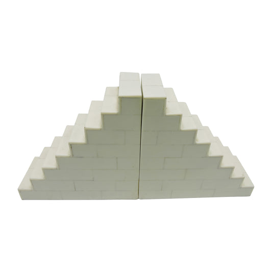 Resin, S/2 6" Steps Bookends, Ivory
