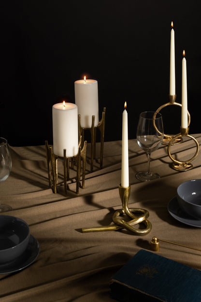 Metal, 6" Candleholder With Spike Legs, Gold
