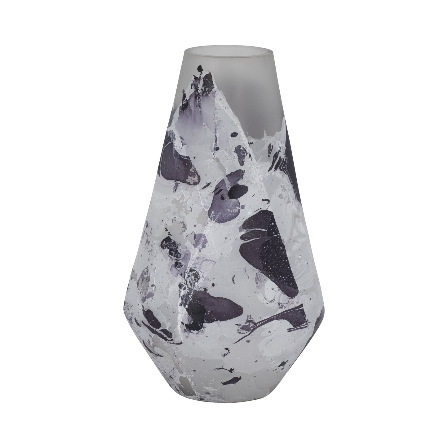 Glass, 11" Fog Shadow Vase, White