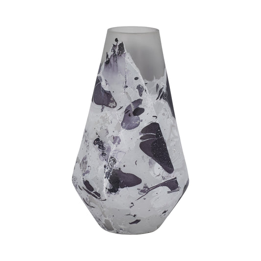 Glass, 11" Fog Shadow Vase, White